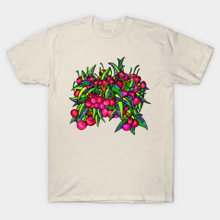 Bunch of Plump Ripe Cherries with Flower Leaves T-Shirt